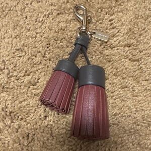 Coach Maroon and Black Tassel Keychain
